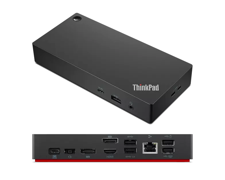 Док-станция Lenovo ThinkPad Universal USB-C Dock 40AY0090EU 1 × USB-C, 2 × USB-A (USB 3.0), 2 × USB-A 2.0, 2 × DisplayPort (версия 1.4),1 × HDMI порт (версия 2.0), 1 × RJ-45 (Gigabit Ethernet)